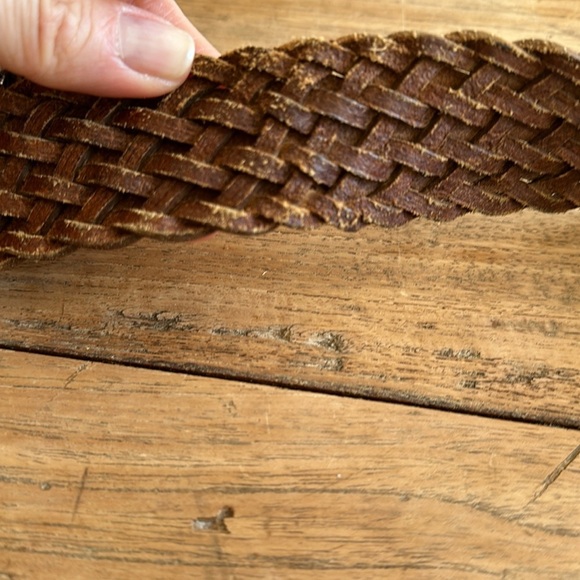 Linea Pelle Braided Woven Leather Brown Size Large Boho Style - Picture 7 of 9